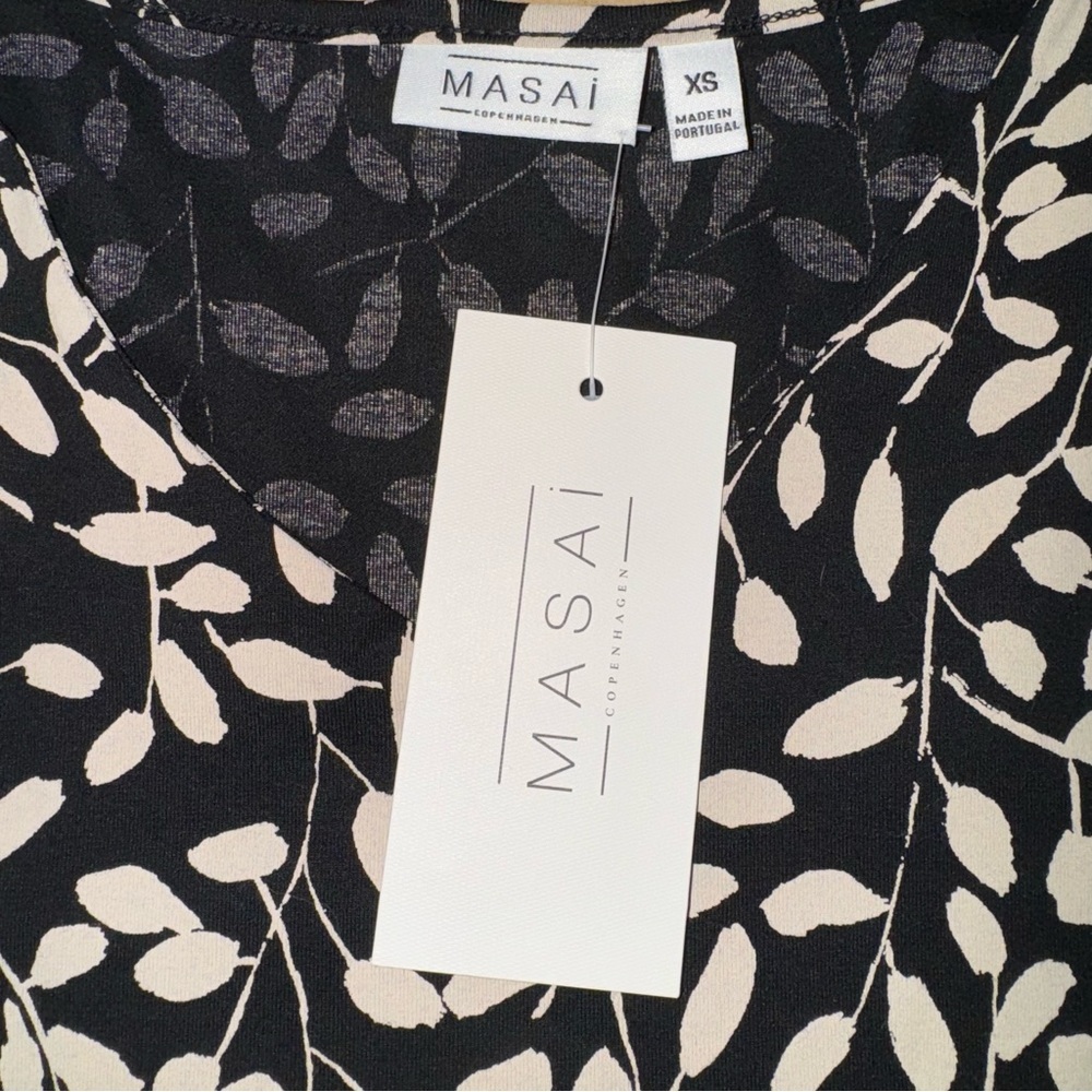 Masai Copenhagen women’s short sleeve, leaf print pull on blouse NWT - Picture 4 of 9